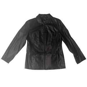 ARSENAL Women's Black Genuine Leather Zip Front Jacket Sz.  M - Good